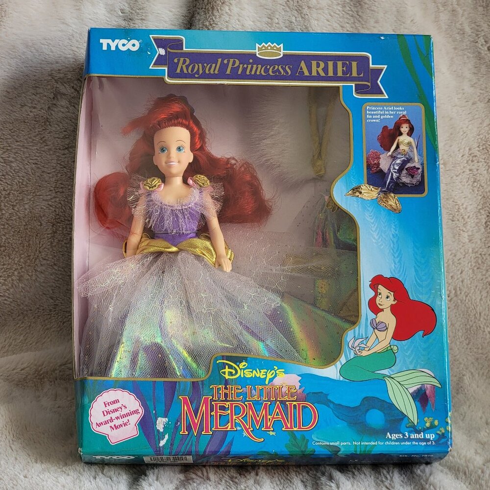 VINTAGE 1991 TYCO DISNEY THE LITTLE MERMAID ROYAL PRINCESS ARIEL DOLL NEW 1816